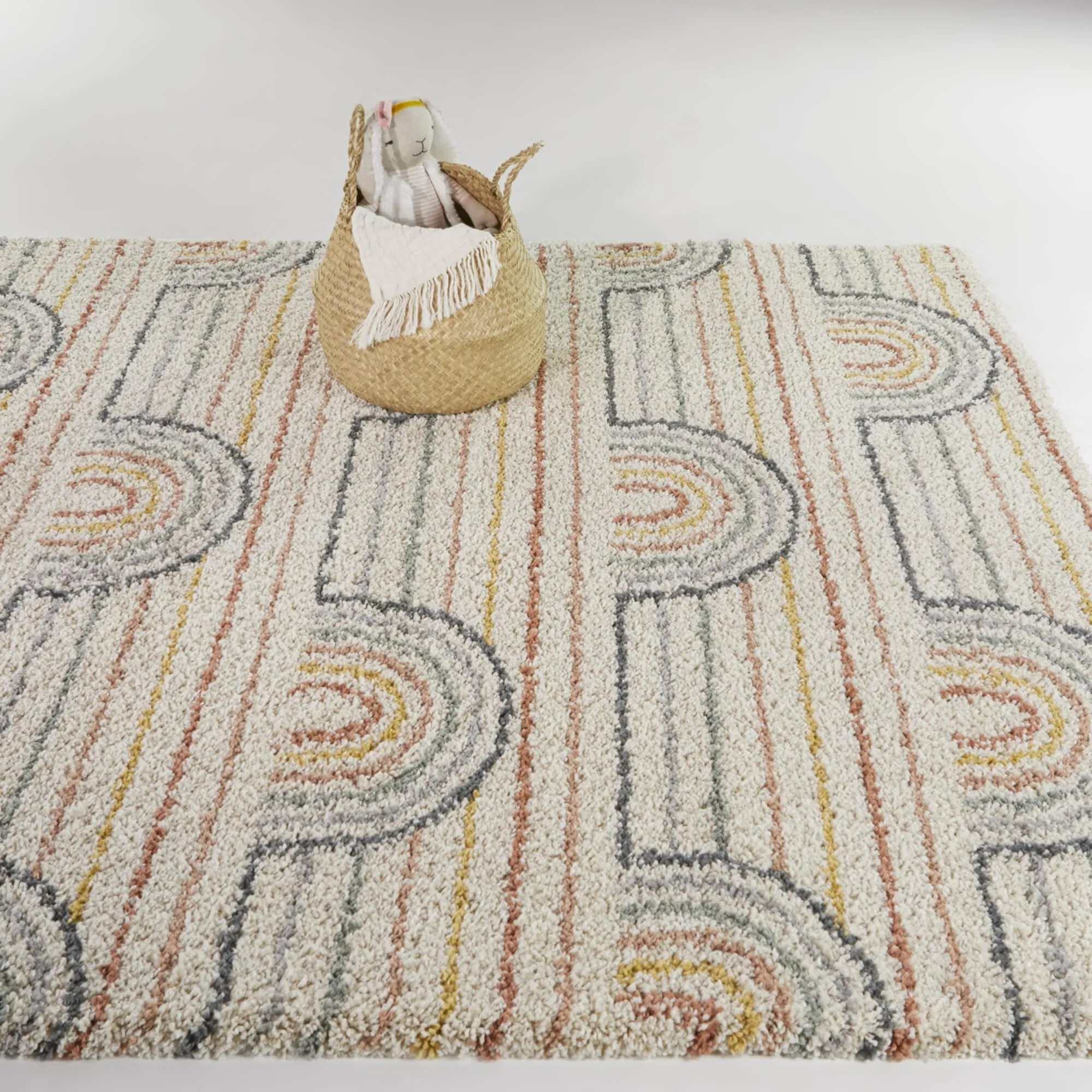 Mod-Tod Hailey Kids Rainbow Print Shag Berber Area Rug