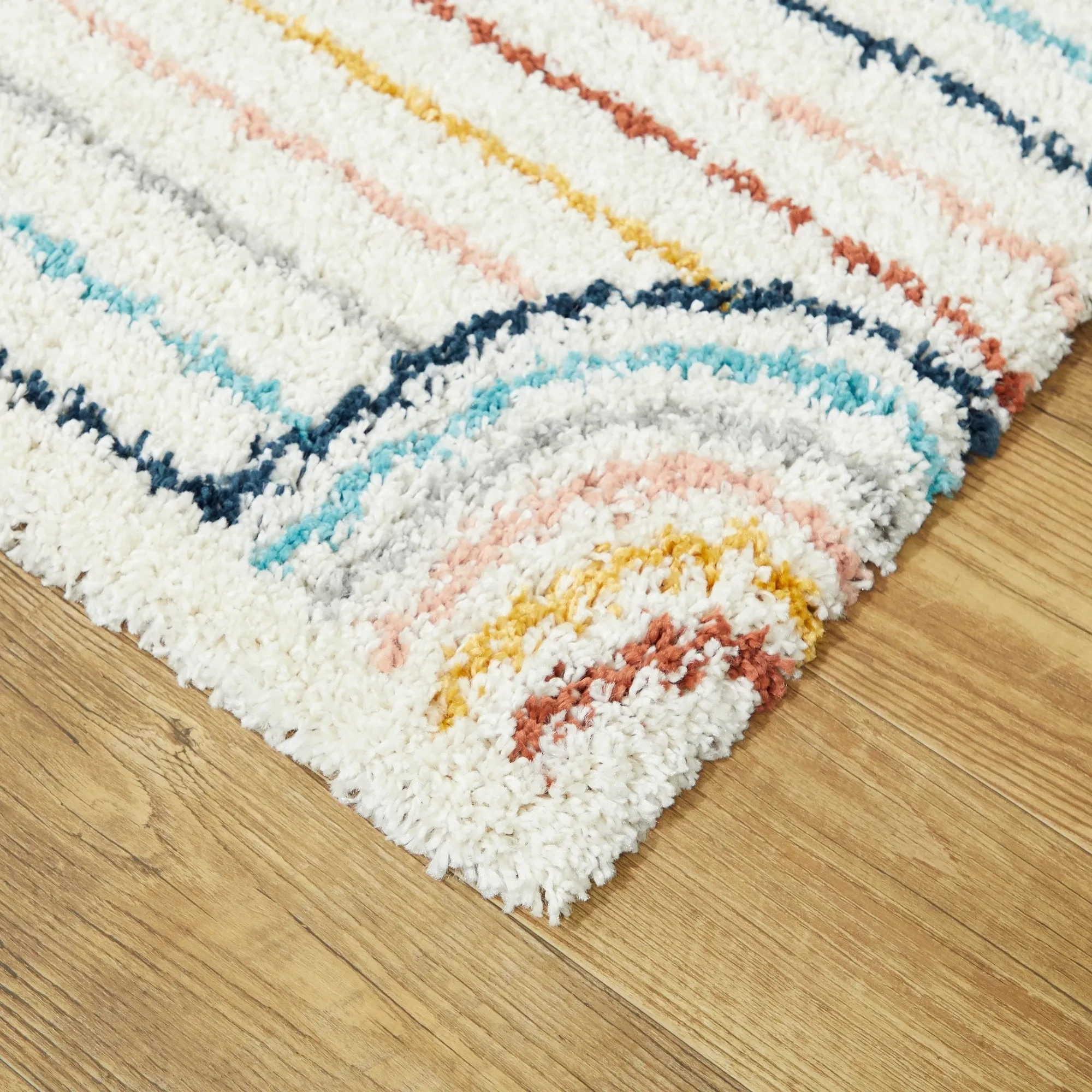 Mod-Tod Hailey Kids Rainbow Print Shag Berber Area Rug