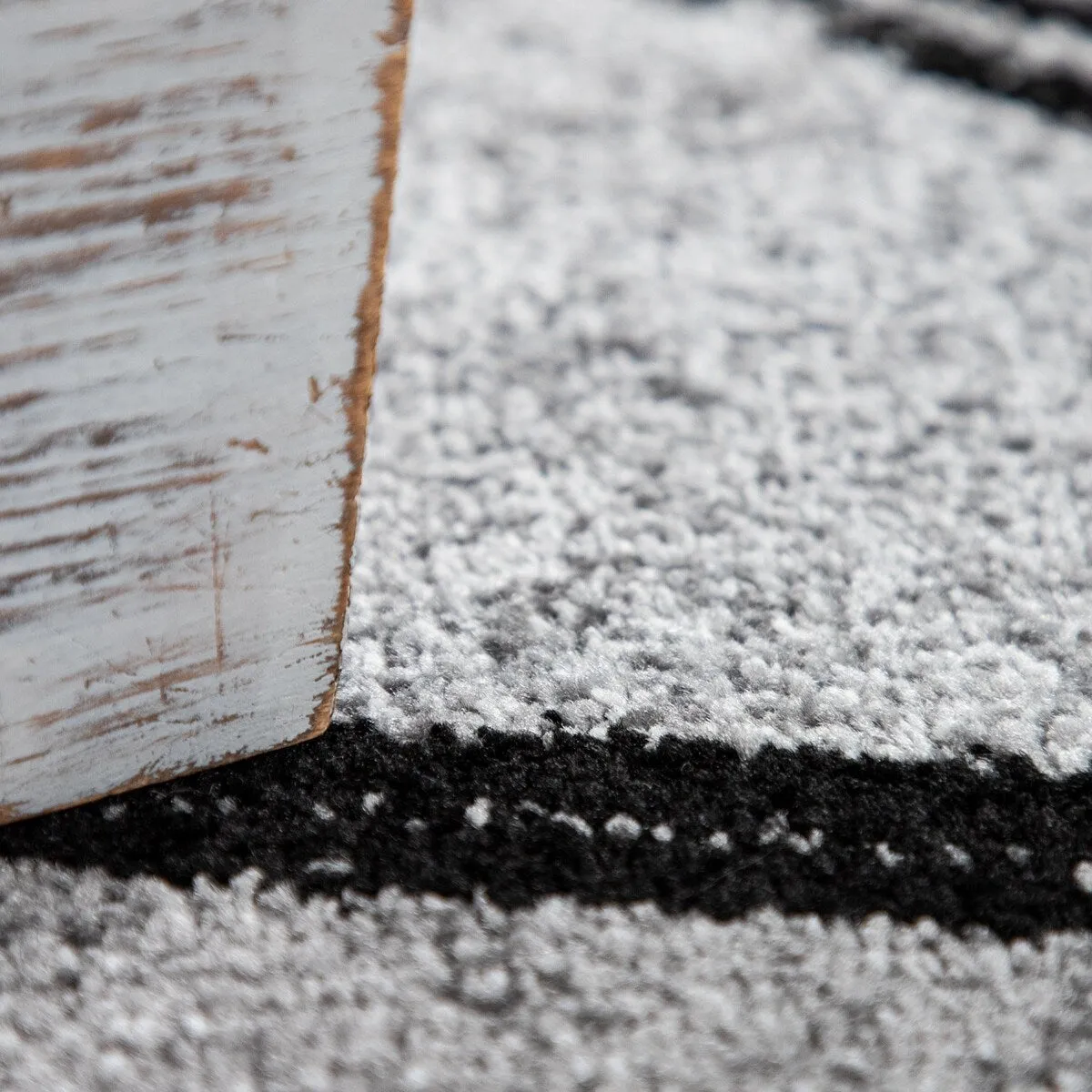 Modern Area Rug Abstract Black Stripes and Grey Shades