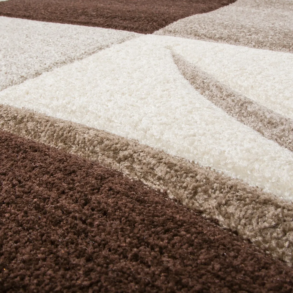 Modern Checkered Area Rug with Contour Cut