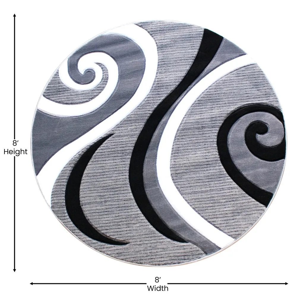 Modern High-Low Sculpted Swirl Design Abstract Area Rug