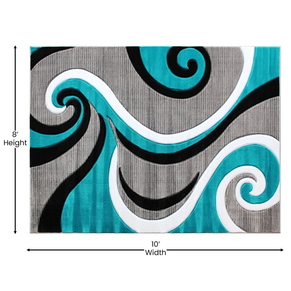 Modern High-Low Sculpted Swirl Design Abstract Area Rug