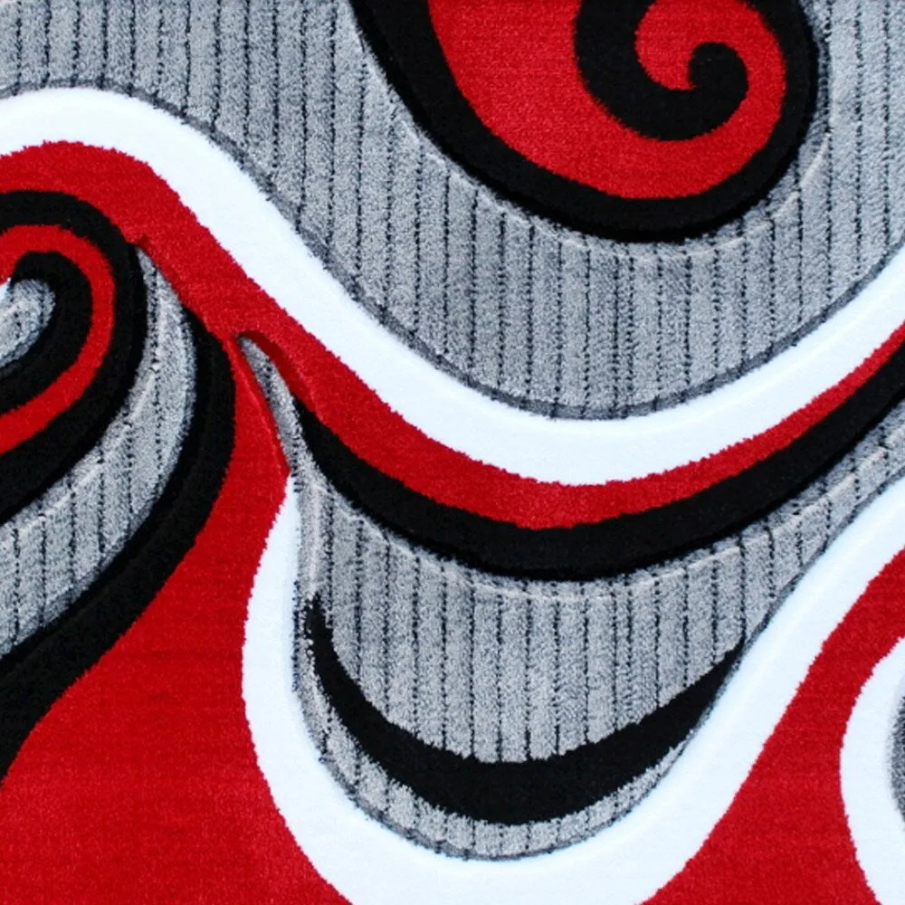 Modern High-Low Sculpted Swirl Design Abstract Area Rug