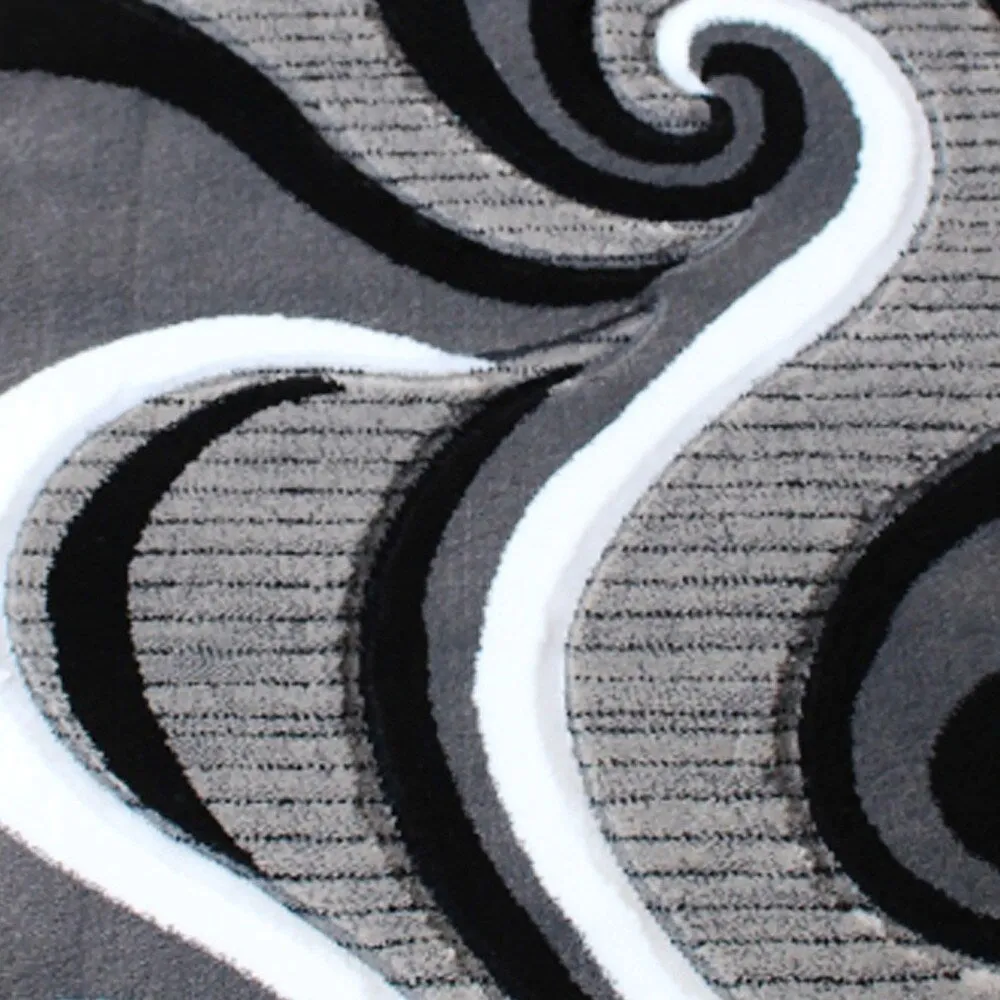 Modern High-Low Sculpted Swirl Design Abstract Area Rug