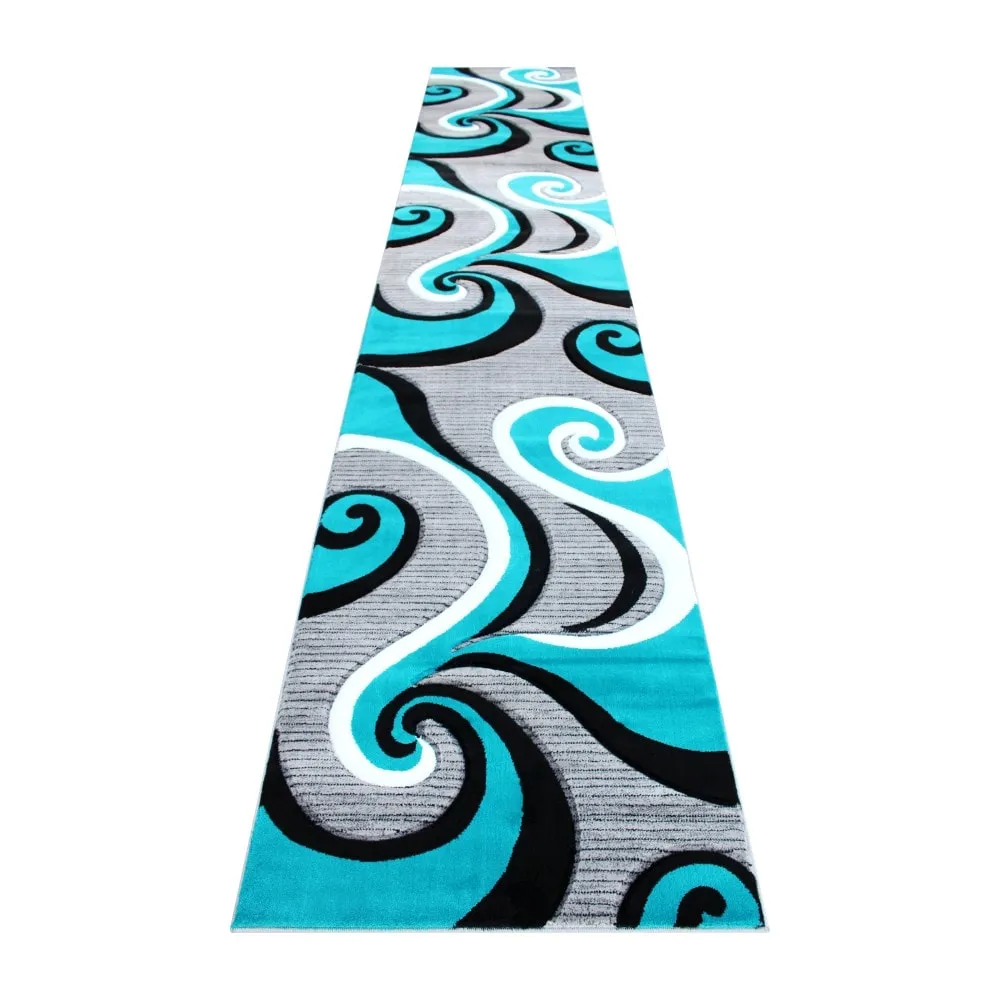 Modern High-Low Sculpted Swirl Design Abstract Area Rug