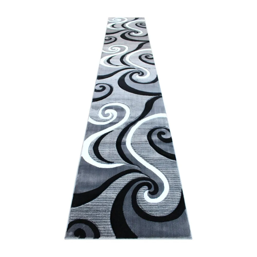 Modern High-Low Sculpted Swirl Design Abstract Area Rug