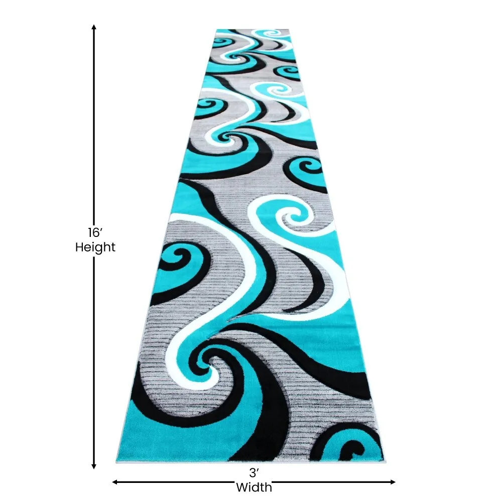 Modern High-Low Sculpted Swirl Design Abstract Area Rug