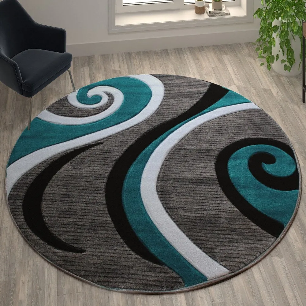 Modern High-Low Sculpted Swirl Design Abstract Area Rug