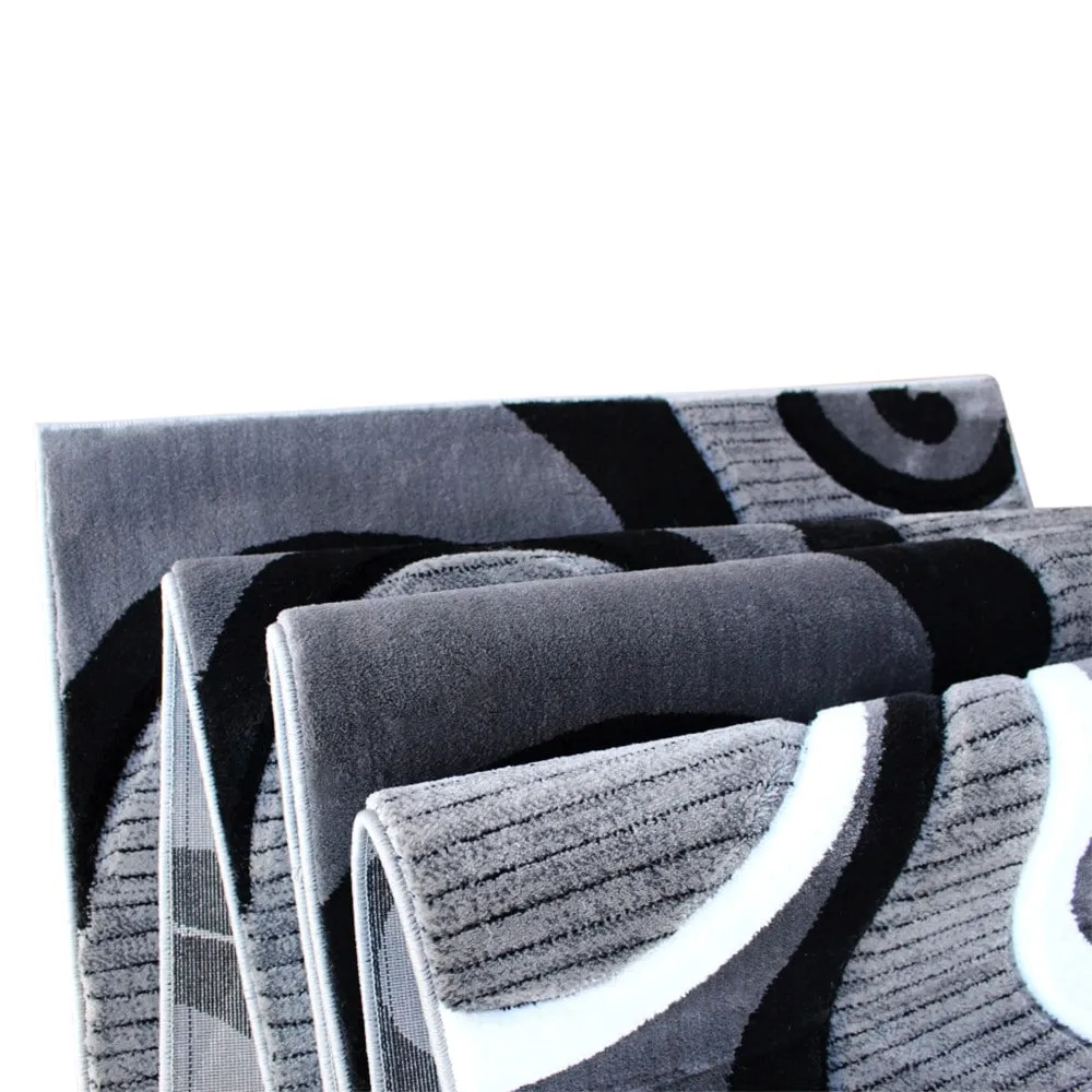 Modern High-Low Sculpted Swirl Design Abstract Area Rug