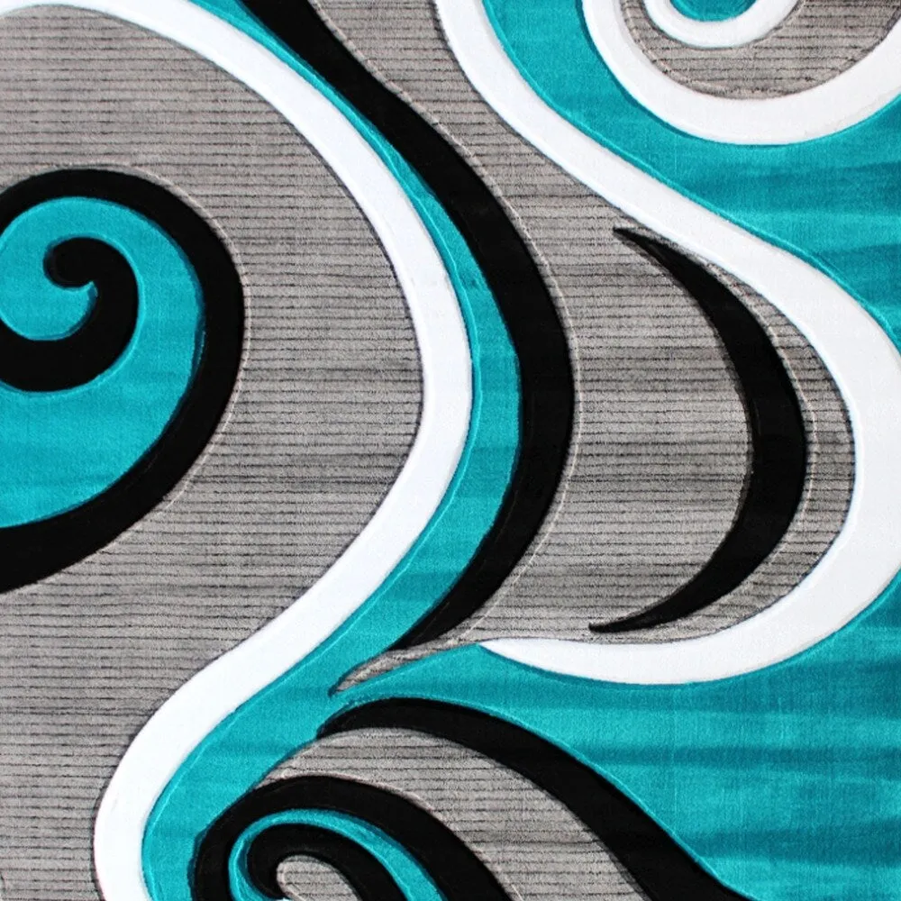 Modern High-Low Sculpted Swirl Design Abstract Area Rug