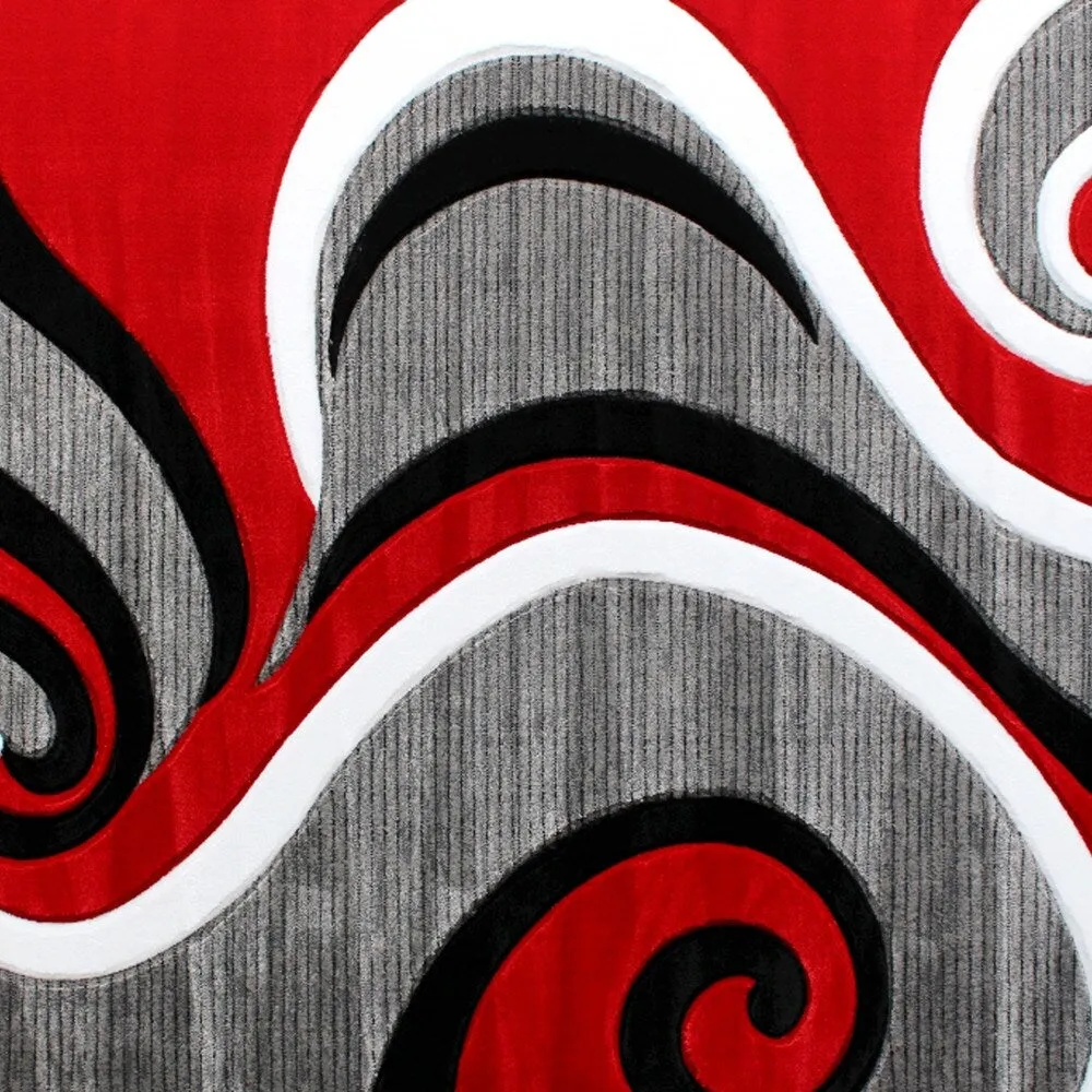 Modern High-Low Sculpted Swirl Design Abstract Area Rug