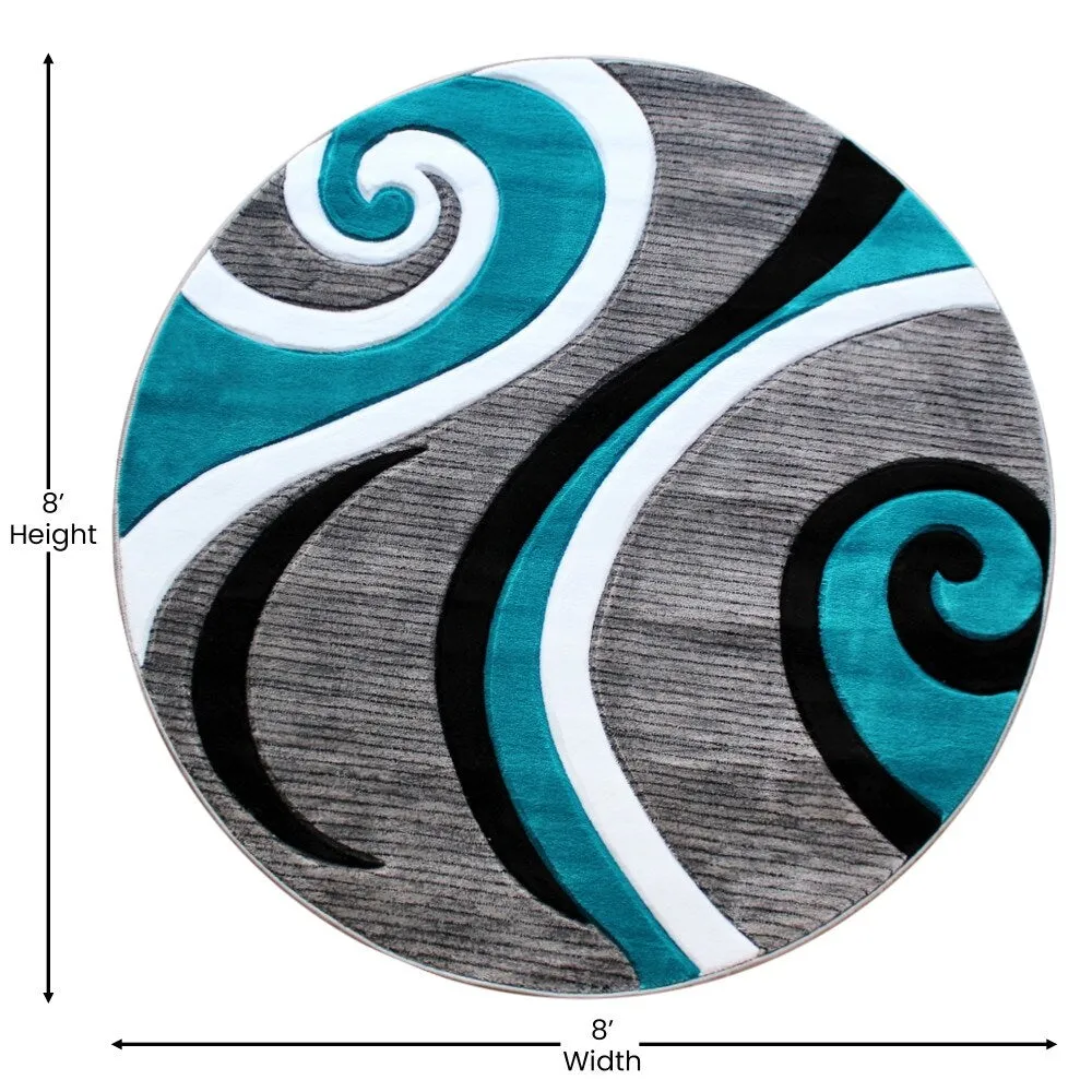 Modern High-Low Sculpted Swirl Design Abstract Area Rug