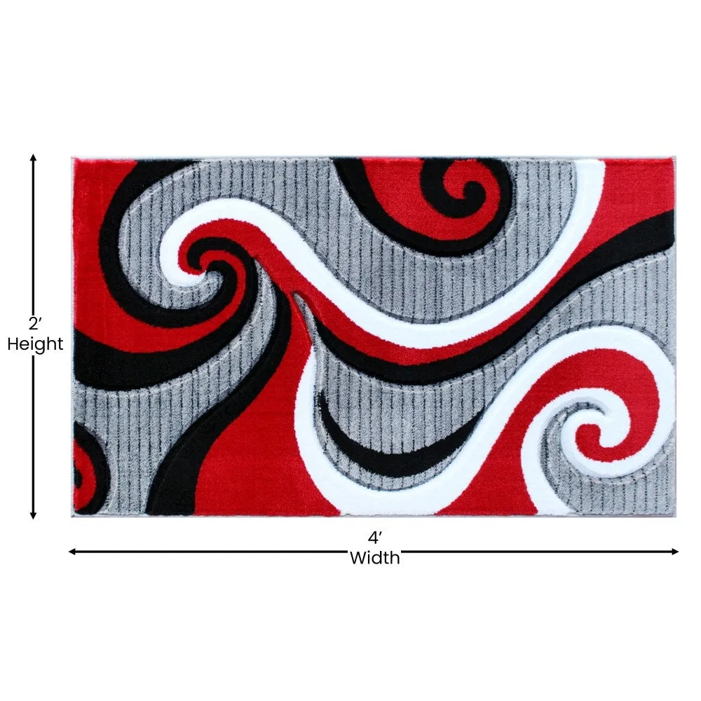 Modern High-Low Sculpted Swirl Design Abstract Area Rug
