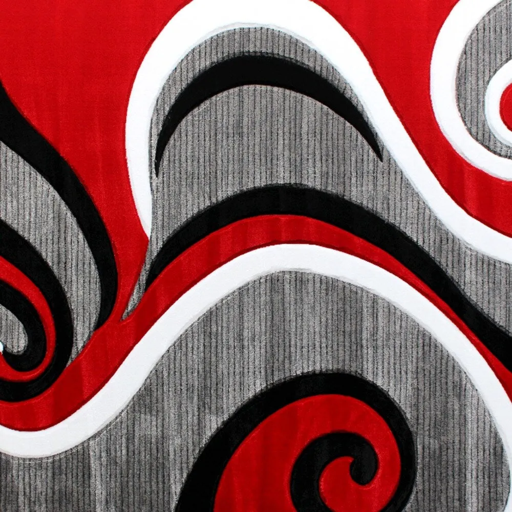 Modern High-Low Sculpted Swirl Design Abstract Area Rug