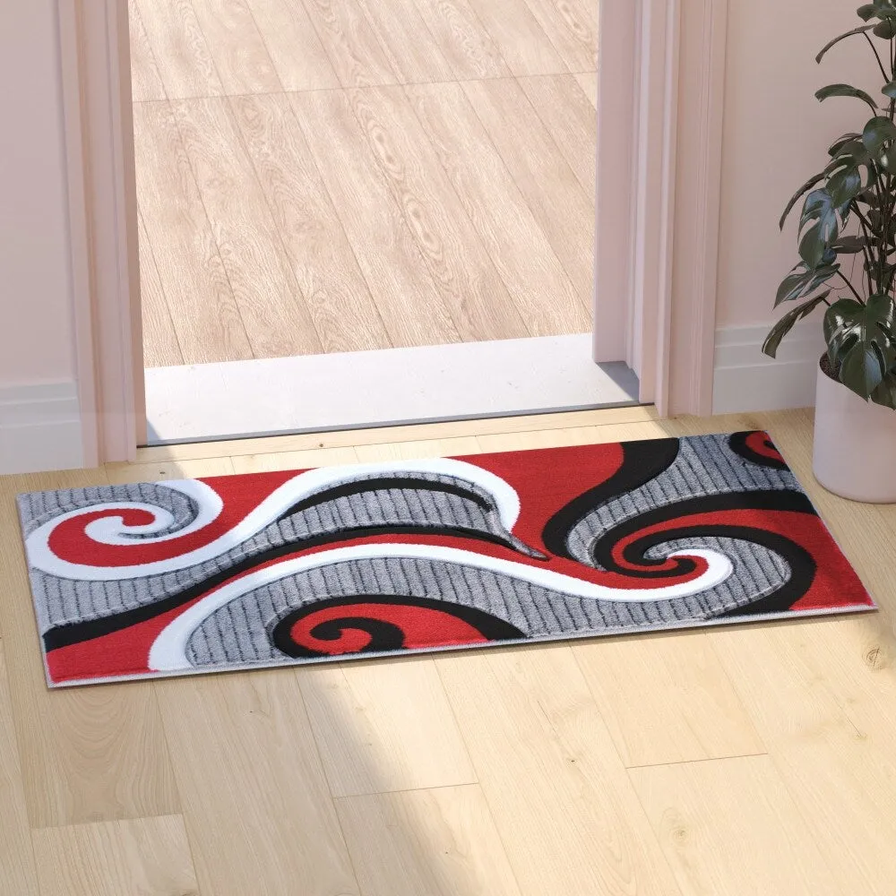 Modern High-Low Sculpted Swirl Design Abstract Area Rug