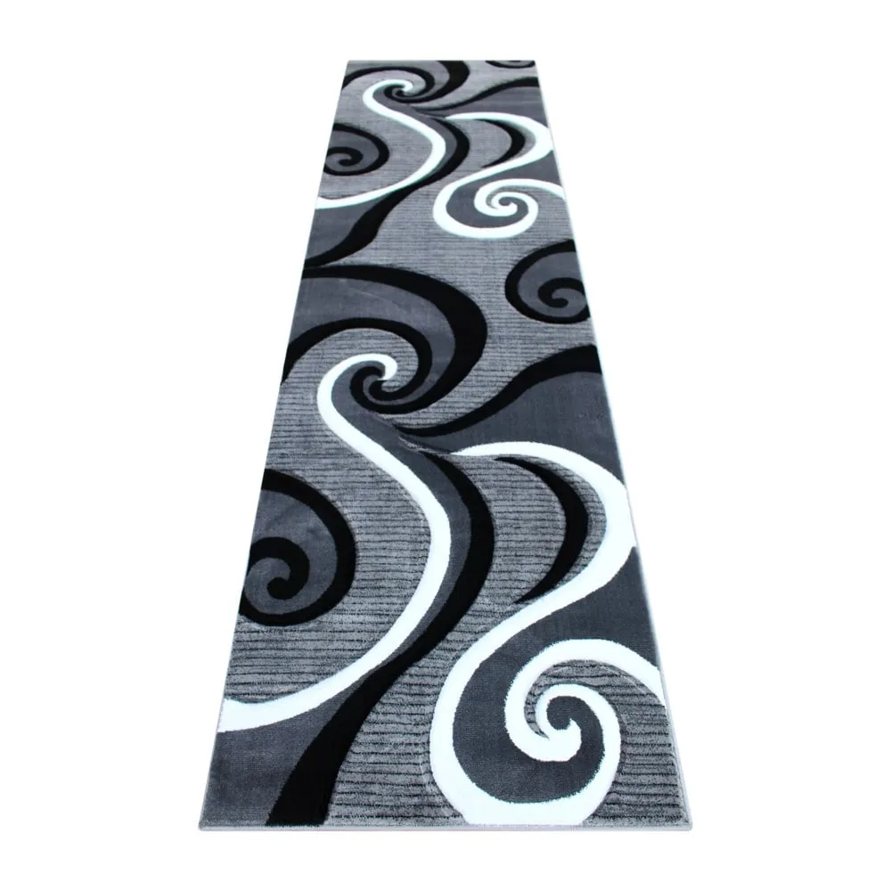 Modern High-Low Sculpted Swirl Design Abstract Area Rug