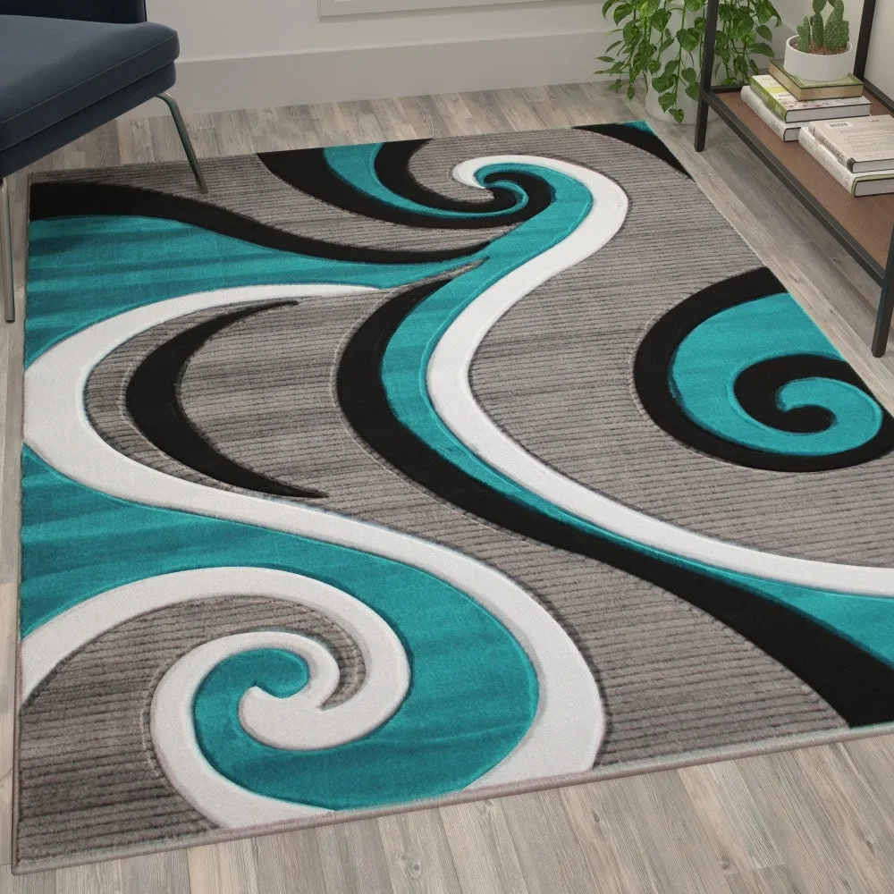 Modern High-Low Sculpted Swirl Design Abstract Area Rug