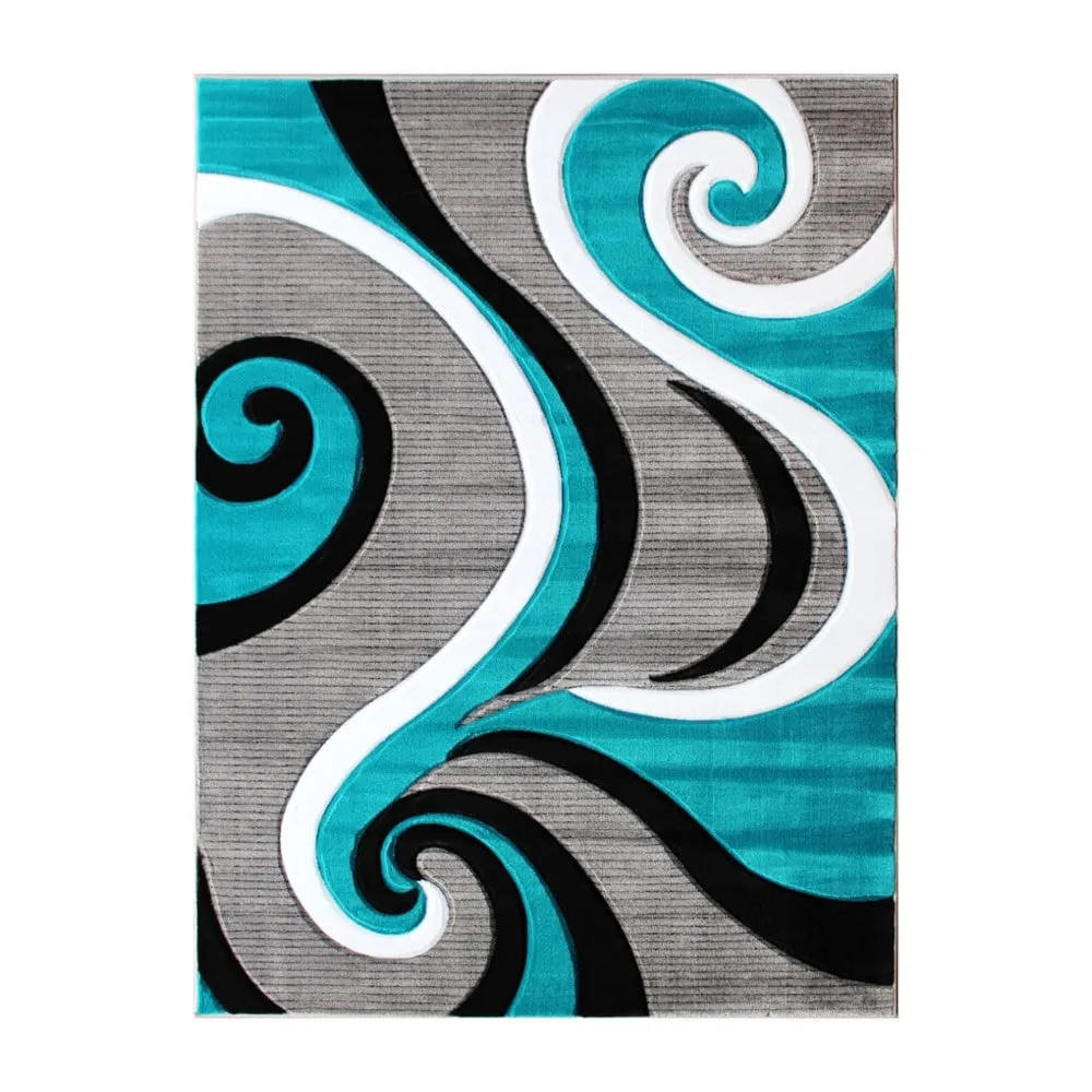Modern High-Low Sculpted Swirl Design Abstract Area Rug