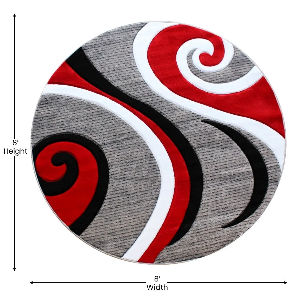 Modern High-Low Sculpted Swirl Design Abstract Area Rug