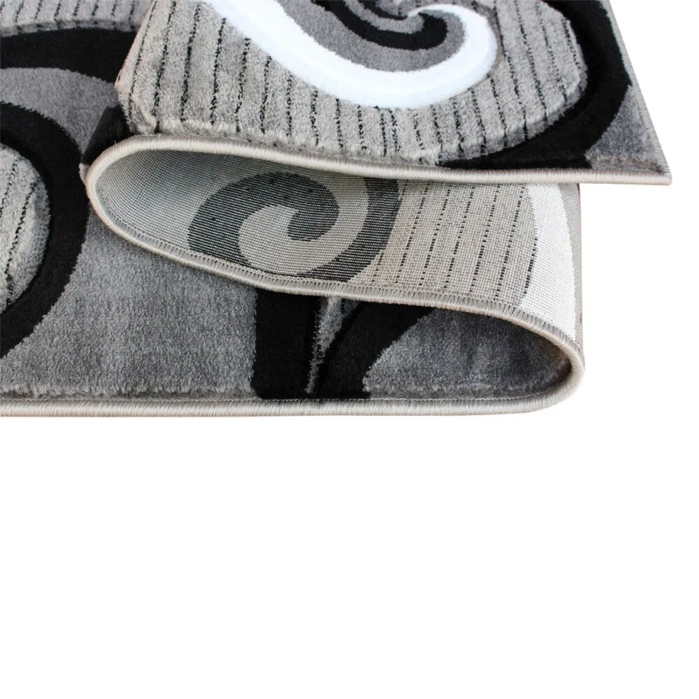 Modern High-Low Sculpted Swirl Design Abstract Area Rug