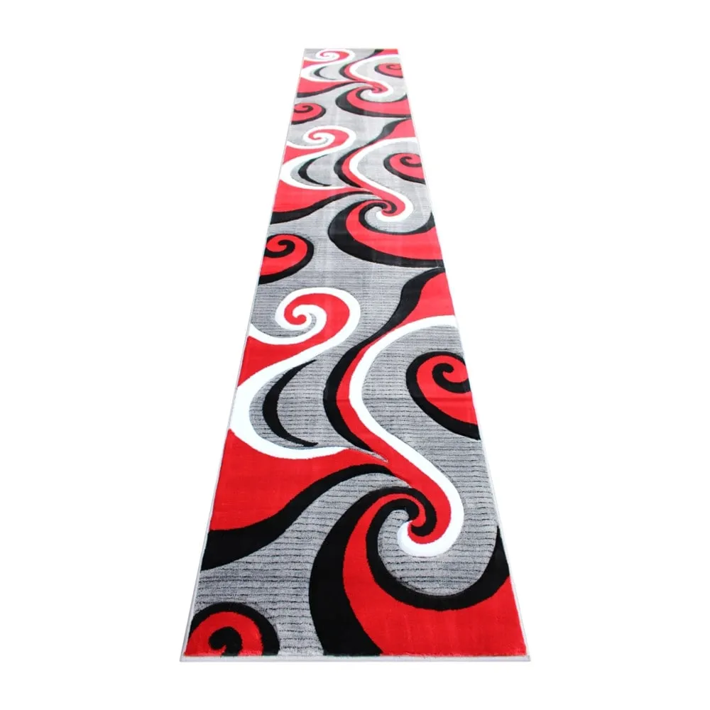 Modern High-Low Sculpted Swirl Design Abstract Area Rug