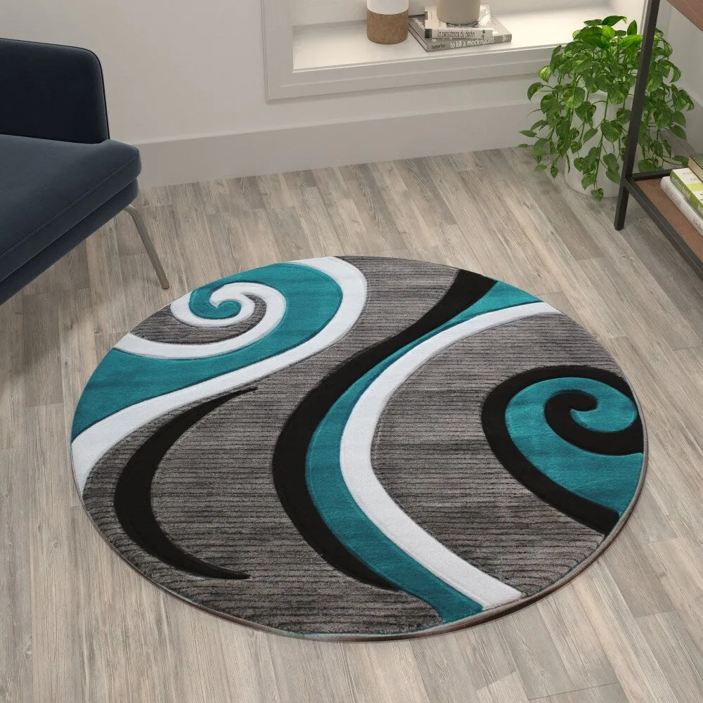 Modern High-Low Sculpted Swirl Design Abstract Area Rug