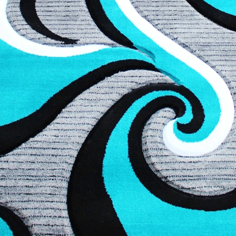 Modern High-Low Sculpted Swirl Design Abstract Area Rug