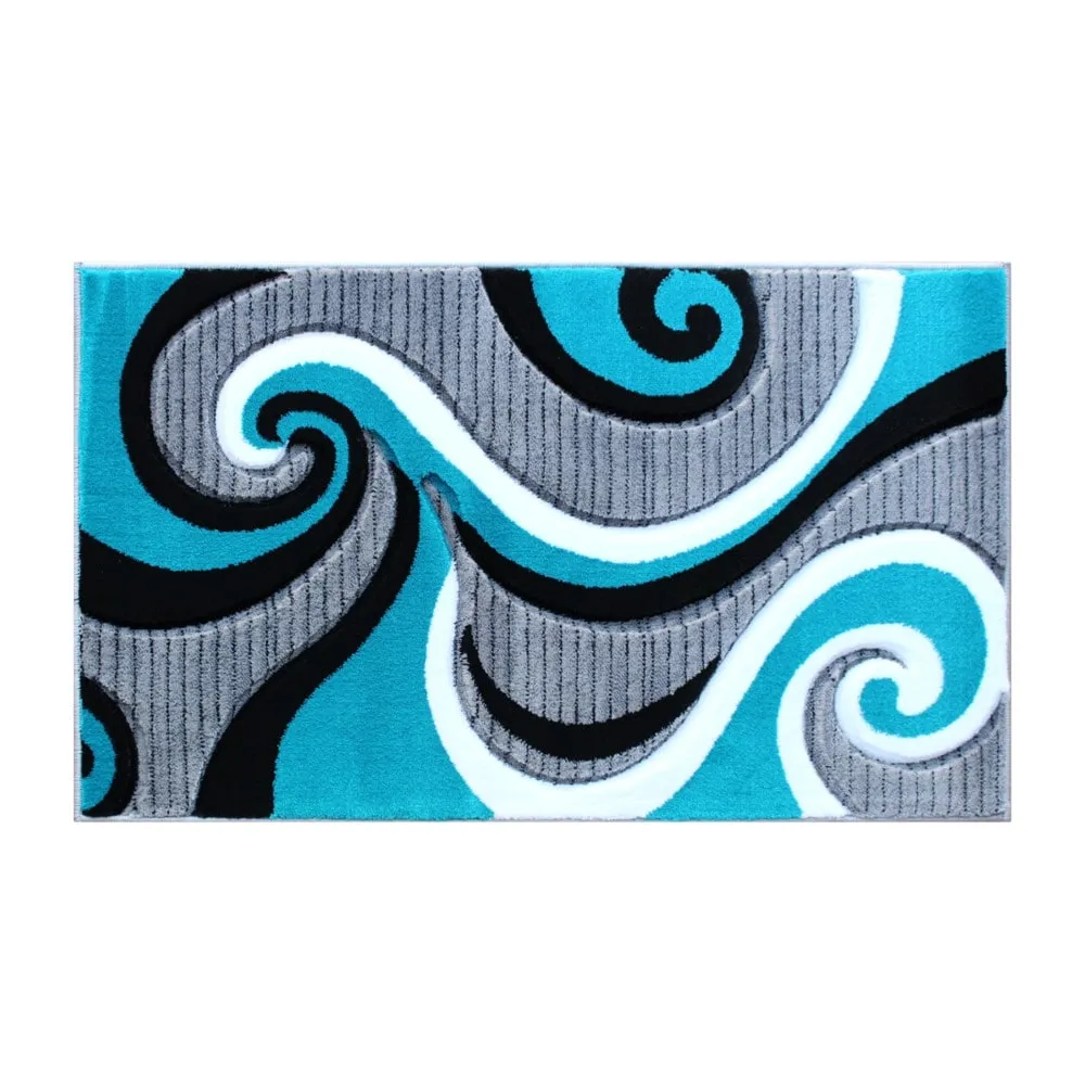 Modern High-Low Sculpted Swirl Design Abstract Area Rug
