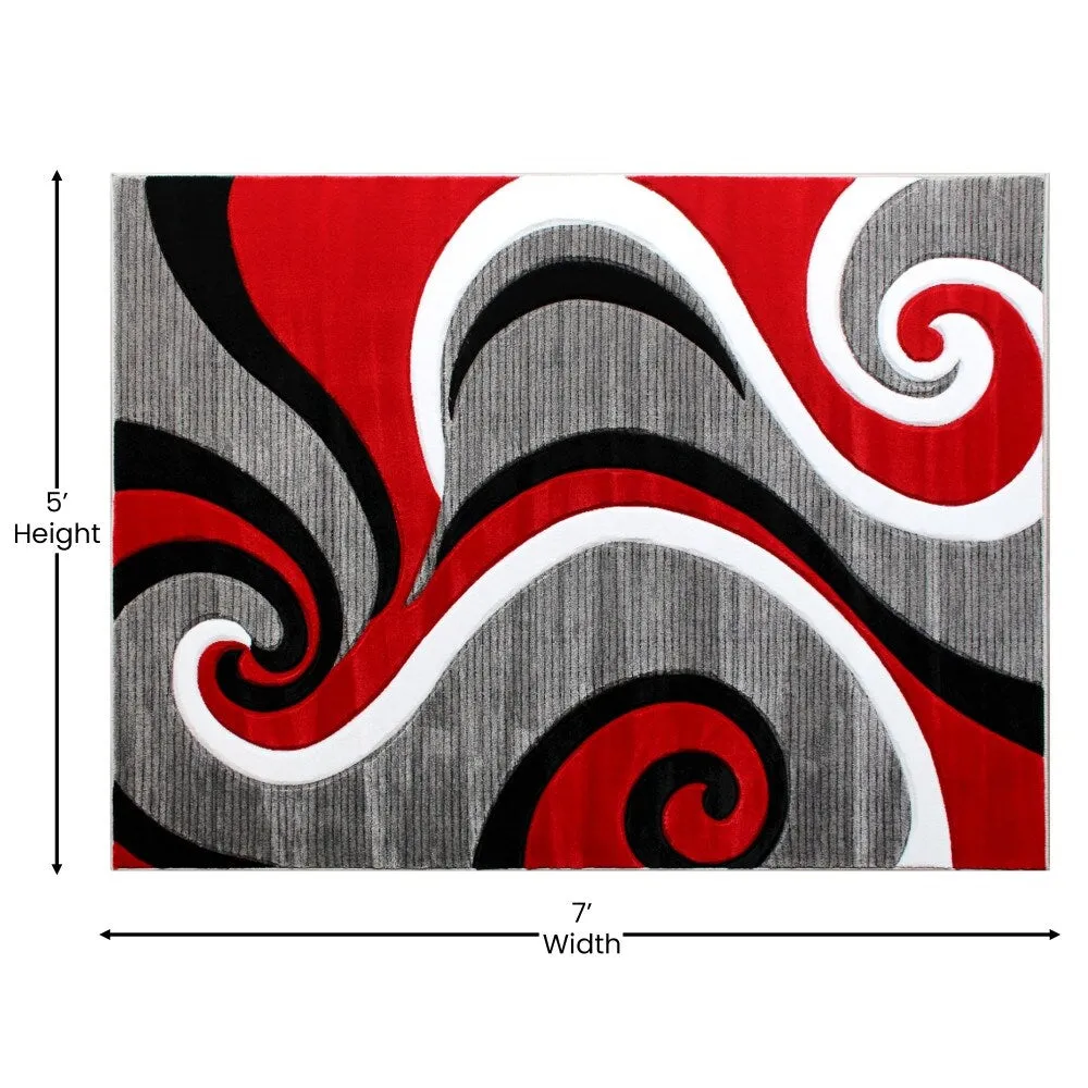 Modern High-Low Sculpted Swirl Design Abstract Area Rug