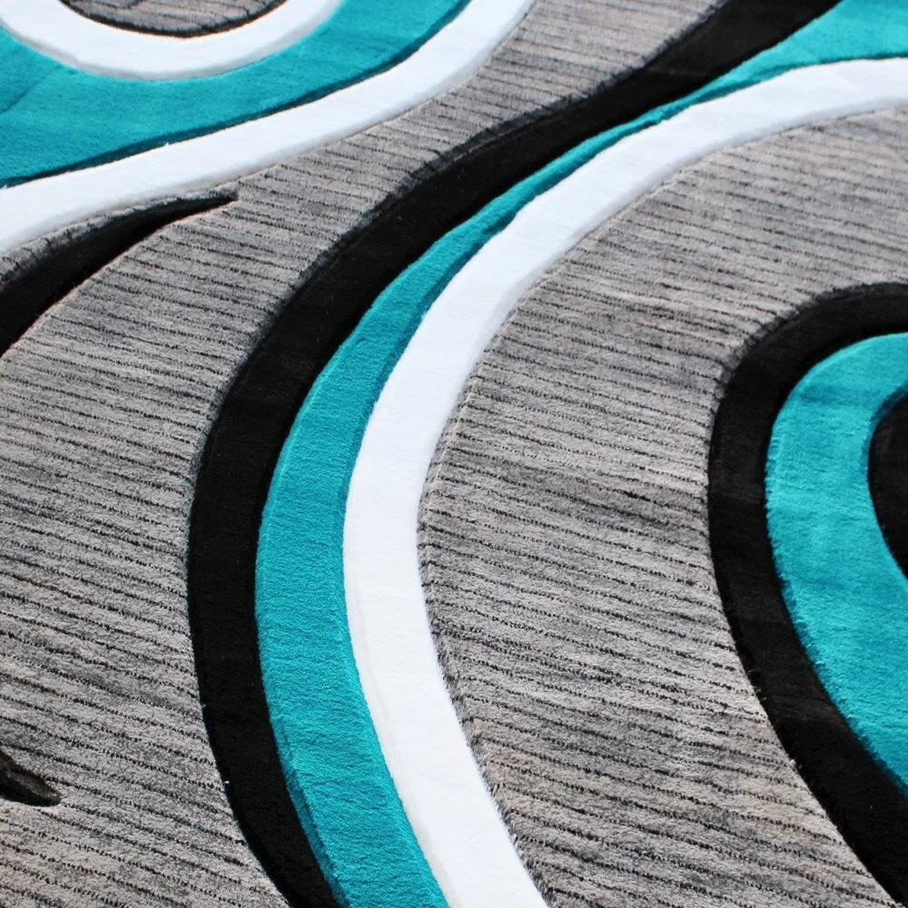 Modern High-Low Sculpted Swirl Design Abstract Area Rug