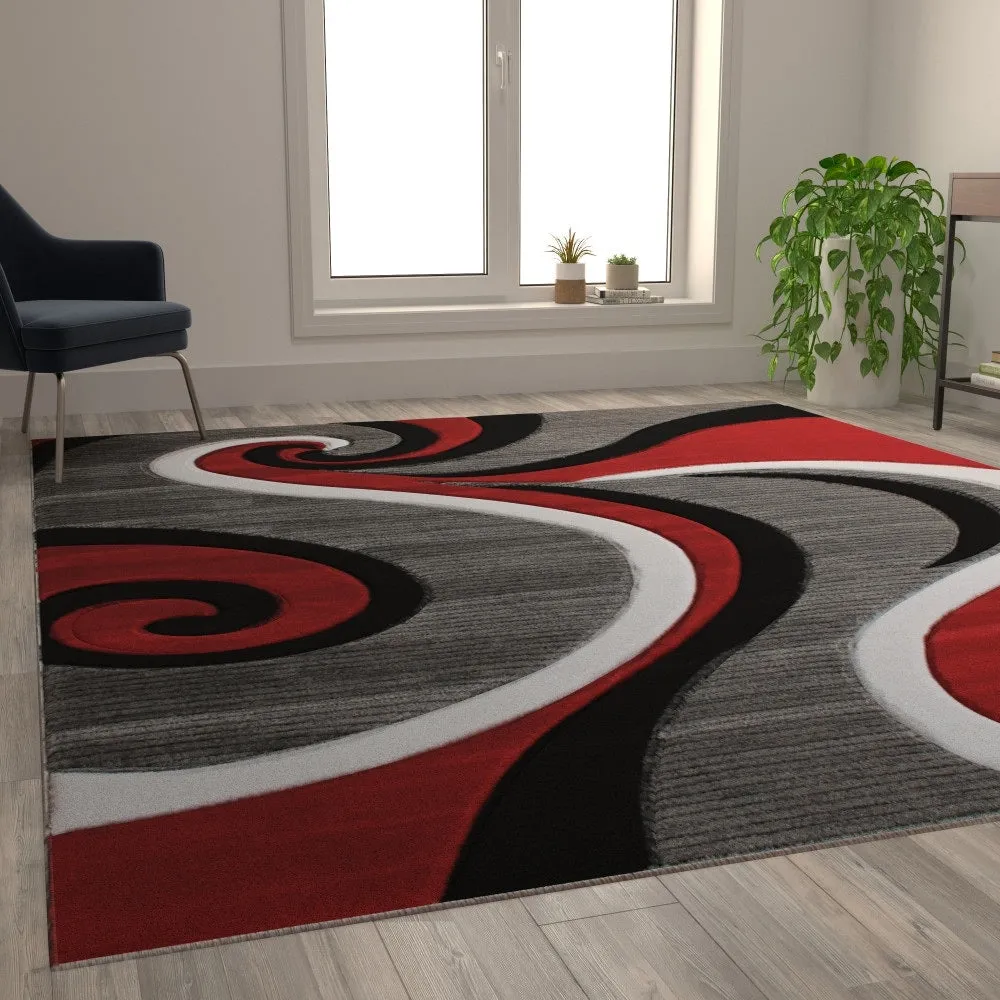 Modern High-Low Sculpted Swirl Design Abstract Area Rug