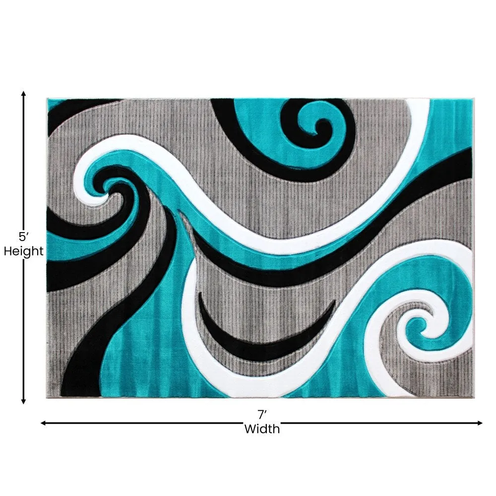 Modern High-Low Sculpted Swirl Design Abstract Area Rug