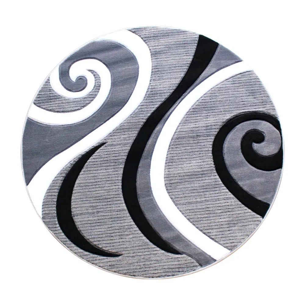 Modern High-Low Sculpted Swirl Design Abstract Area Rug