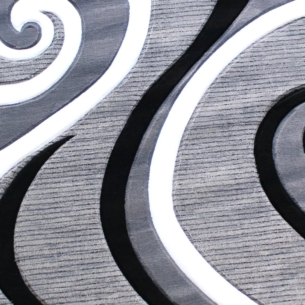 Modern High-Low Sculpted Swirl Design Abstract Area Rug