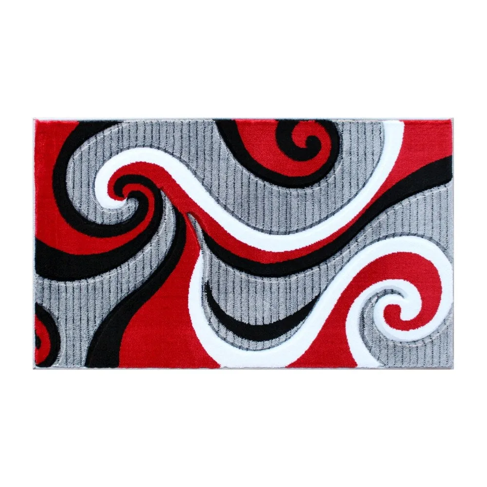 Modern High-Low Sculpted Swirl Design Abstract Area Rug