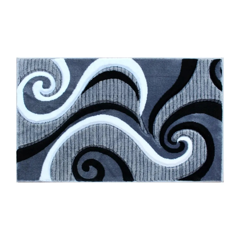 Modern High-Low Sculpted Swirl Design Abstract Area Rug