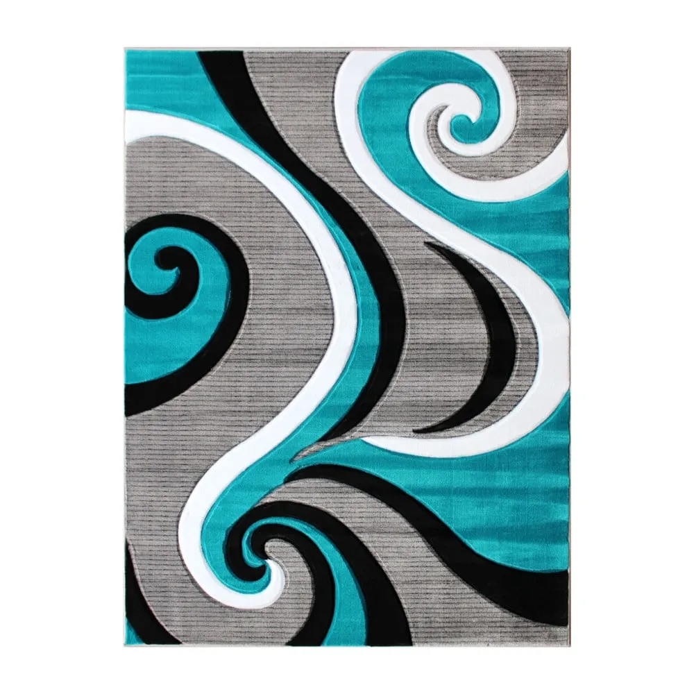 Modern High-Low Sculpted Swirl Design Abstract Area Rug