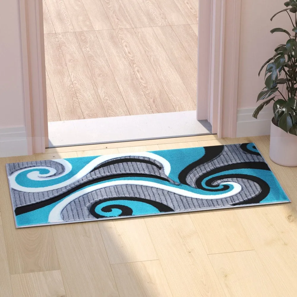 Modern High-Low Sculpted Swirl Design Abstract Area Rug
