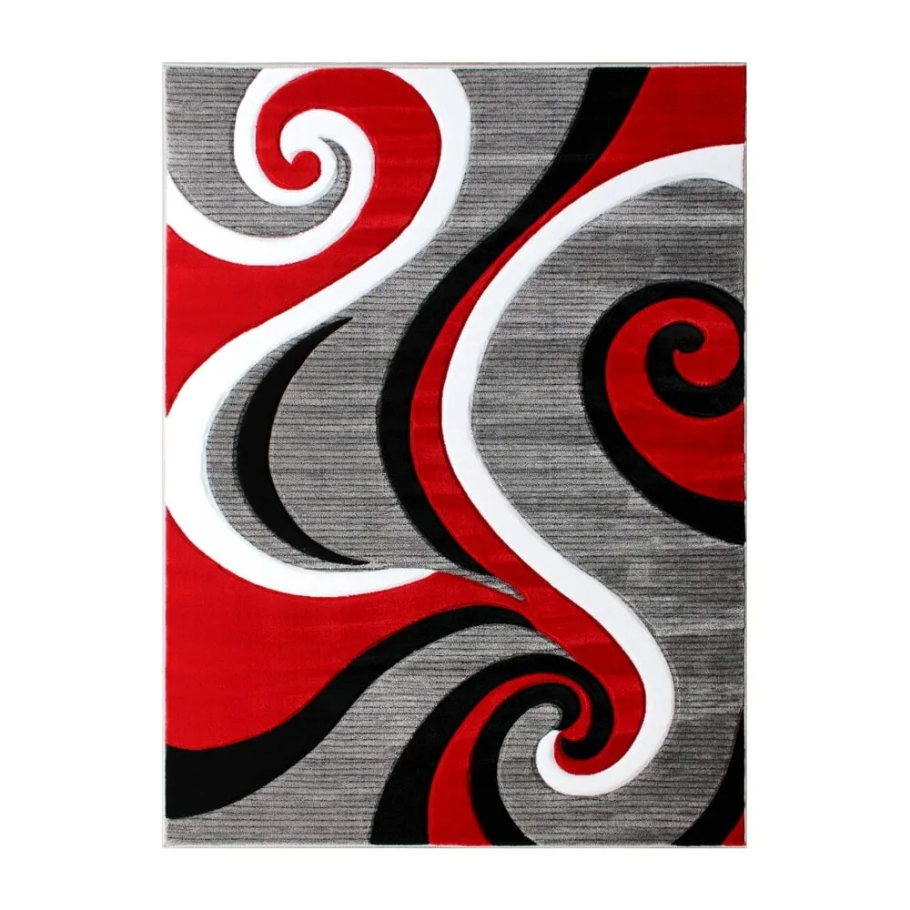 Modern High-Low Sculpted Swirl Design Abstract Area Rug