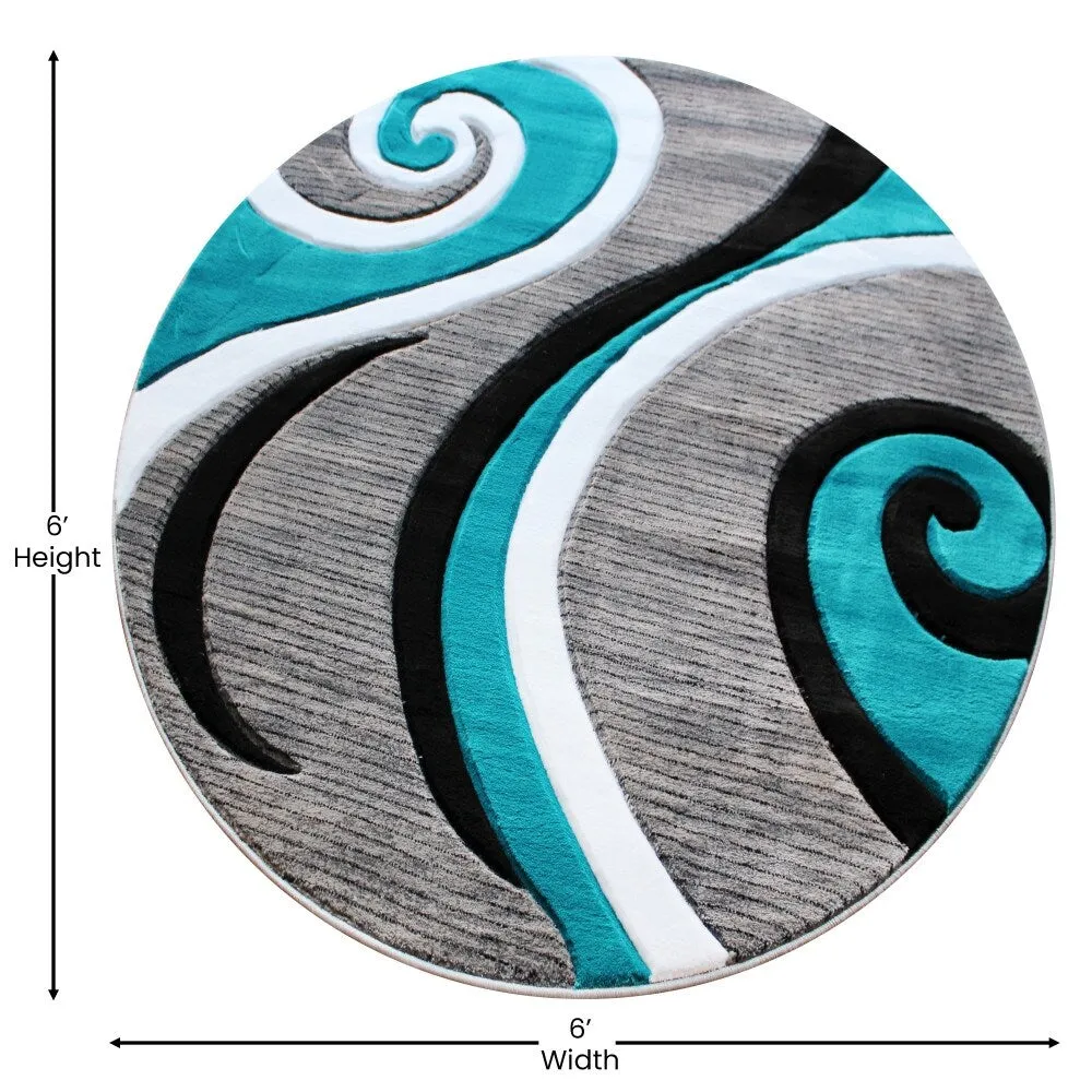 Modern High-Low Sculpted Swirl Design Abstract Area Rug
