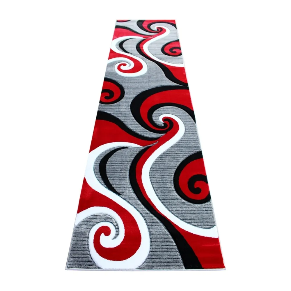 Modern High-Low Sculpted Swirl Design Abstract Area Rug