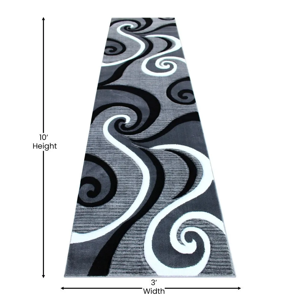 Modern High-Low Sculpted Swirl Design Abstract Area Rug