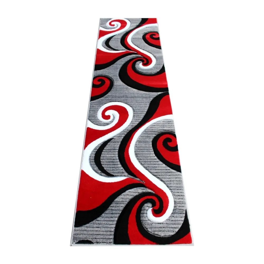 Modern High-Low Sculpted Swirl Design Abstract Area Rug