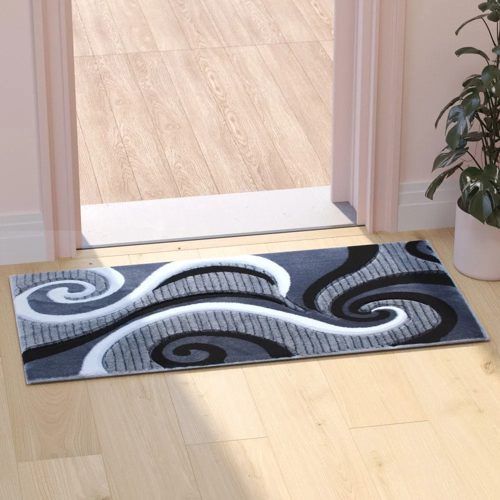 Modern High-Low Sculpted Swirl Design Abstract Area Rug