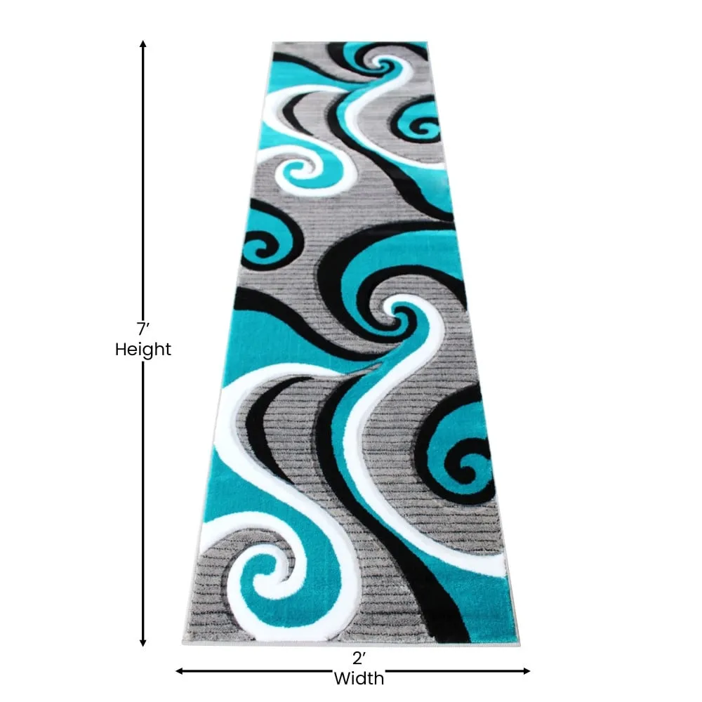 Modern High-Low Sculpted Swirl Design Abstract Area Rug