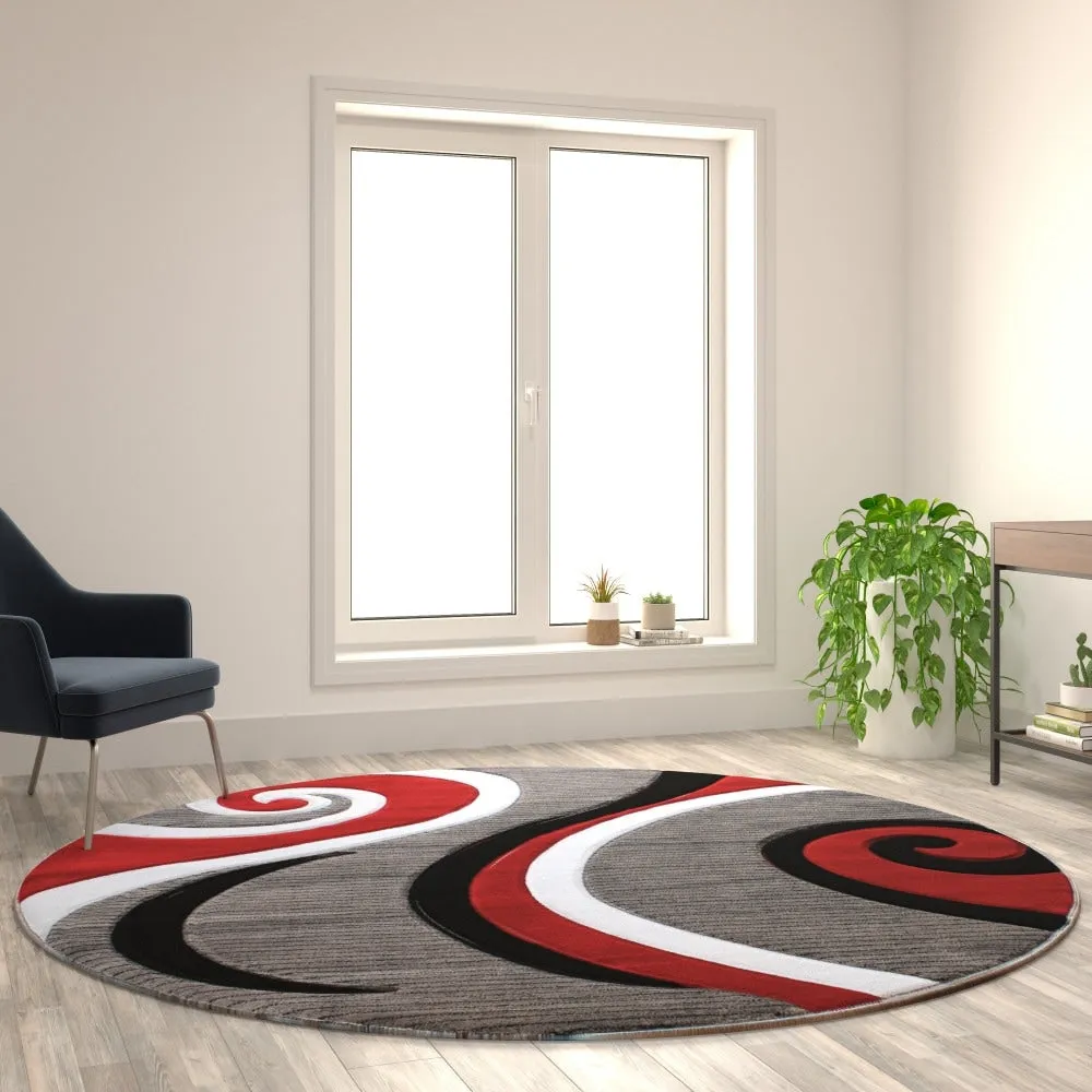 Modern High-Low Sculpted Swirl Design Abstract Area Rug