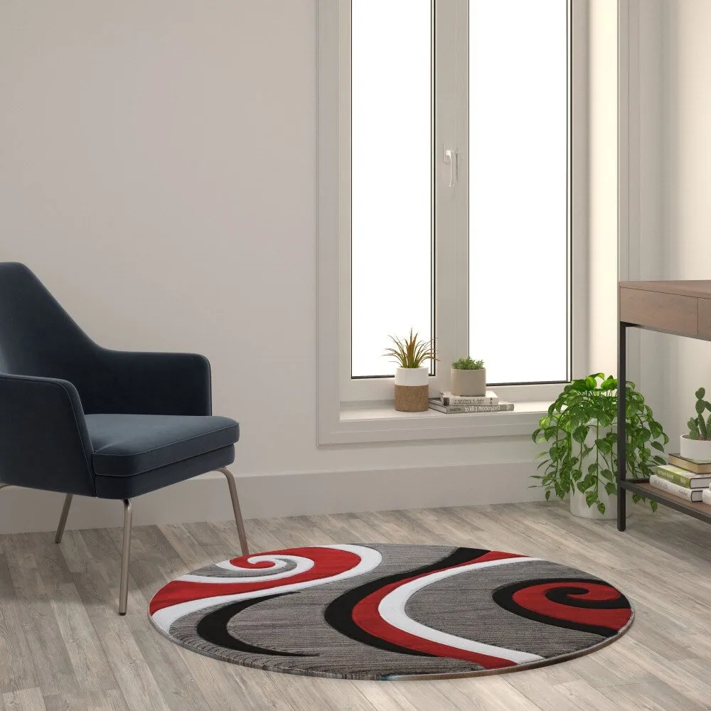 Modern High-Low Sculpted Swirl Design Abstract Area Rug