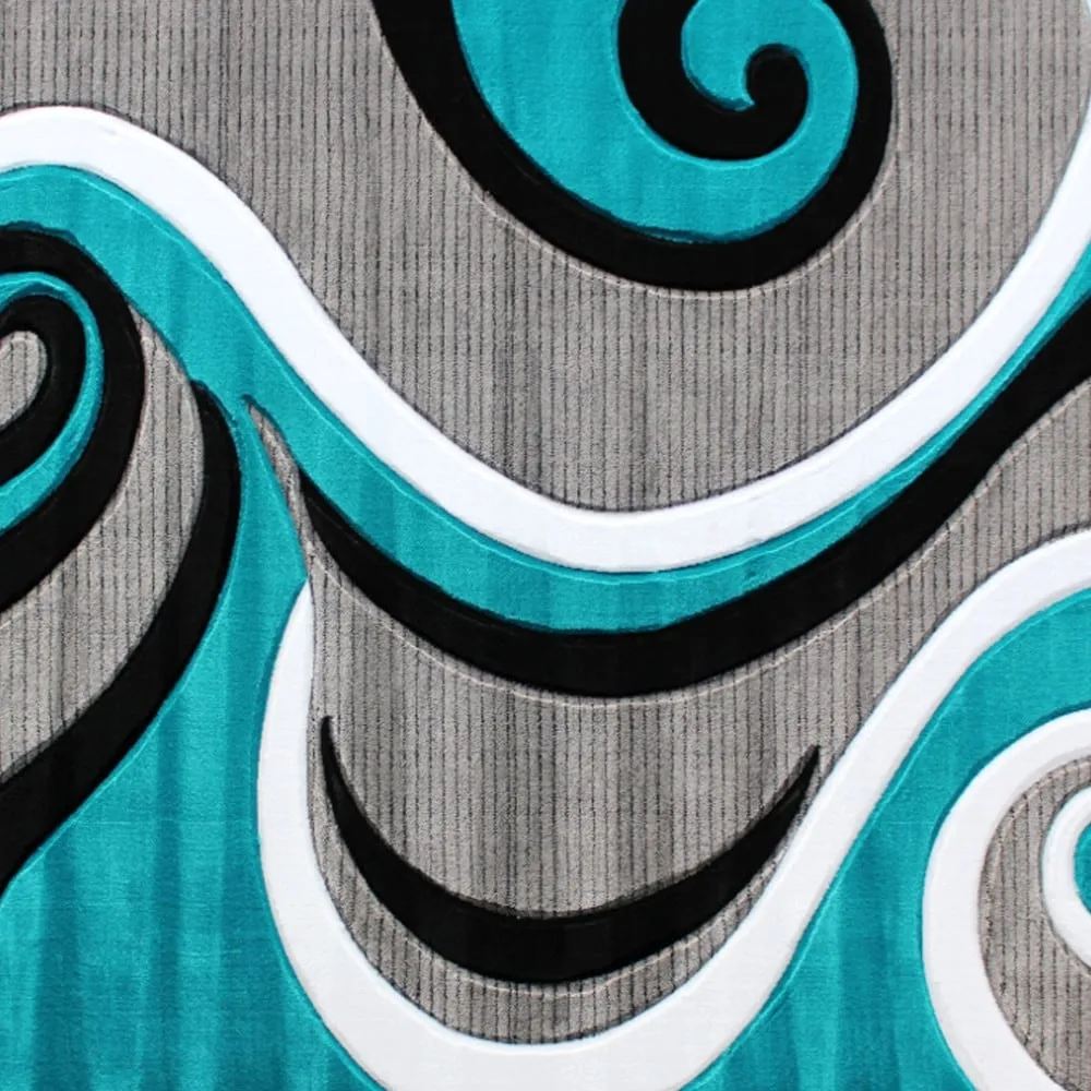 Modern High-Low Sculpted Swirl Design Abstract Area Rug