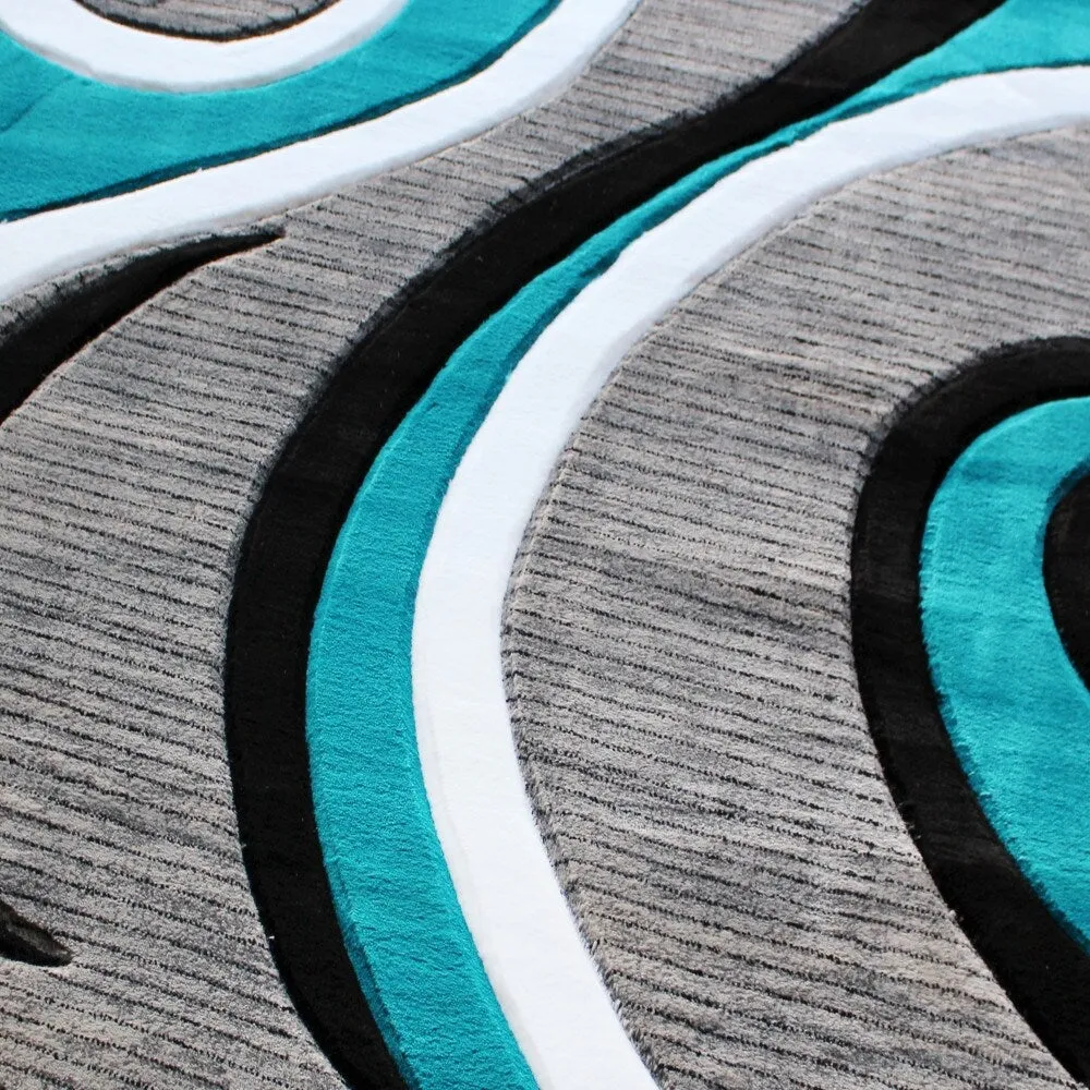 Modern High-Low Sculpted Swirl Design Abstract Area Rug
