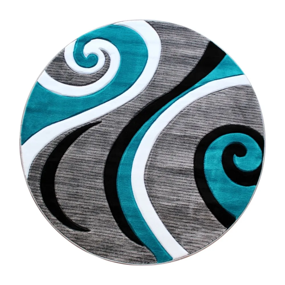 Modern High-Low Sculpted Swirl Design Abstract Area Rug
